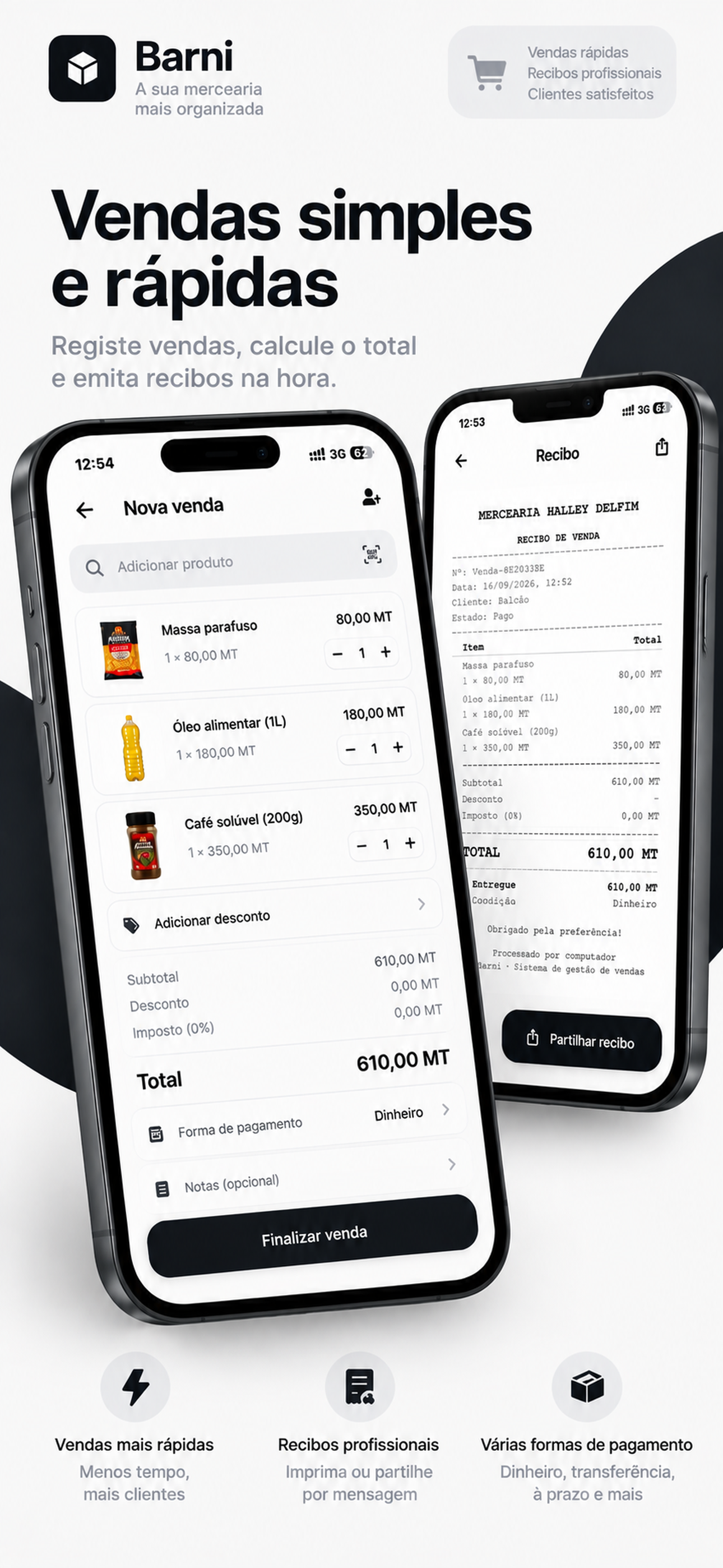 Barni — vendas simples e rápidas com recibo